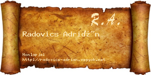 Radovics Adrián névjegykártya